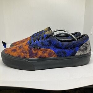 Vans Multi-Color Fuzzy Leopard Print Sneakers (Blue, Orange, Gray, Black)